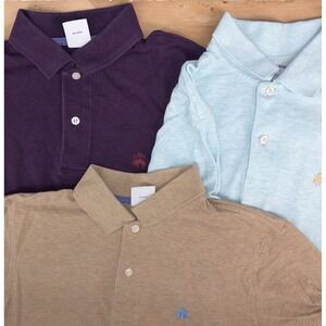 Lot of 3 Brooks Brother Slim Fit Polo Shirts Mens Medium Solid Cotton Logo